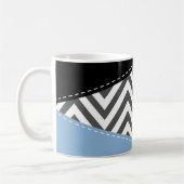 Grijs zigzag, Grijs Chevron, Zigzag Pattern, Blauw Koffiemok (Links)