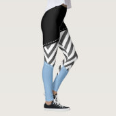 Grijs zigzag, Grijs Chevron, Zigzag Pattern, Blauw Leggings (Rechts)