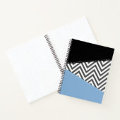 Grijs zigzag, Grijs Chevron, Zigzag Pattern, Blauw Notitieboek (Binnen)