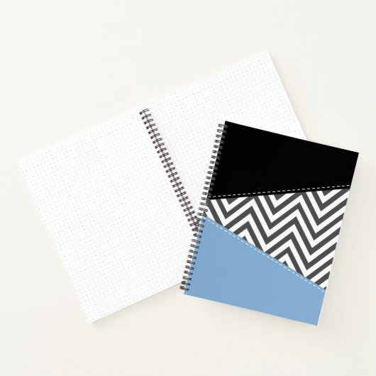 Grijs zigzag, Grijs Chevron, Zigzag Pattern, Blauw Notitieboek (Binnen)