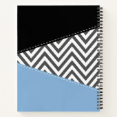 Grijs zigzag, Grijs Chevron, Zigzag Pattern, Blauw Notitieboek (Achterkant)