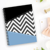 Grijs zigzag, Grijs Chevron, Zigzag Pattern, Blauw Notitieboek