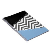 Grijs zigzag, Grijs Chevron, Zigzag Pattern, Blauw Notitieboek (Rechterzijde)