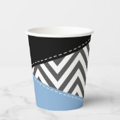 Grijs zigzag, Grijs Chevron, Zigzag Pattern, Blauw Papieren Bekers (Voorkant)