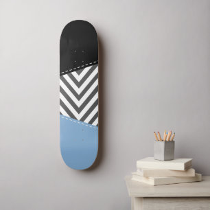 Grijs zigzag, Grijs Chevron, Zigzag Pattern, Blauw Persoonlijk Skateboard