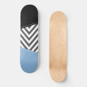 Grijs zigzag, Grijs Chevron, Zigzag Pattern, Blauw Persoonlijk Skateboard (Voorkant)