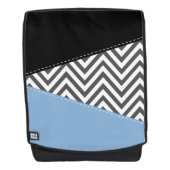 Grijs zigzag, Grijs Chevron, Zigzag Pattern, Blauw Rugtassen (Voorkant)