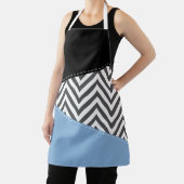 Grijs zigzag, Grijs Chevron, Zigzag Pattern, Blauw Schort (Insitu)