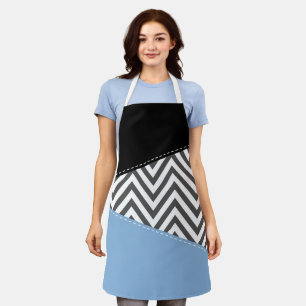 Grijs zigzag, Grijs Chevron, Zigzag Pattern, Blauw Schort