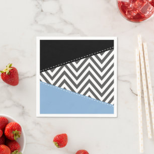 Grijs zigzag, Grijs Chevron, Zigzag Pattern, Blauw Servet
