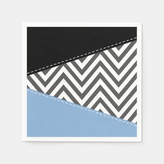 Grijs zigzag, Grijs Chevron, Zigzag Pattern, Blauw Servet (Voorkant)