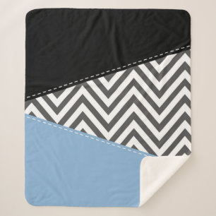 Grijs zigzag, Grijs Chevron, Zigzag Pattern, Blauw Sherpa Deken
