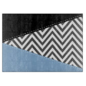 Grijs zigzag, Grijs Chevron, Zigzag Pattern, Blauw Snijplank (Voorkant)