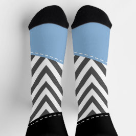 Grijs zigzag, Grijs Chevron, Zigzag Pattern, Blauw Sokken