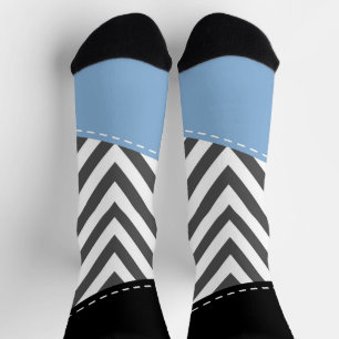 Grijs zigzag, Grijs Chevron, Zigzag Pattern, Blauw Sokken