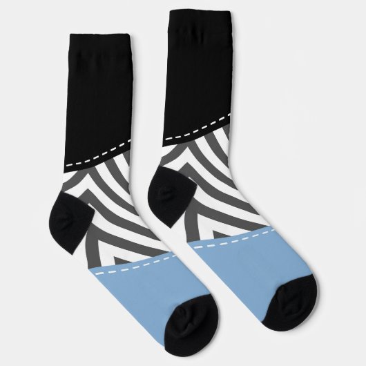 Grijs zigzag, Grijs Chevron, Zigzag Pattern, Blauw Sokken (Rechts)