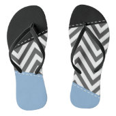 Grijs zigzag, Grijs Chevron, Zigzag Pattern, Blauw Teenslippers (Voetbed)