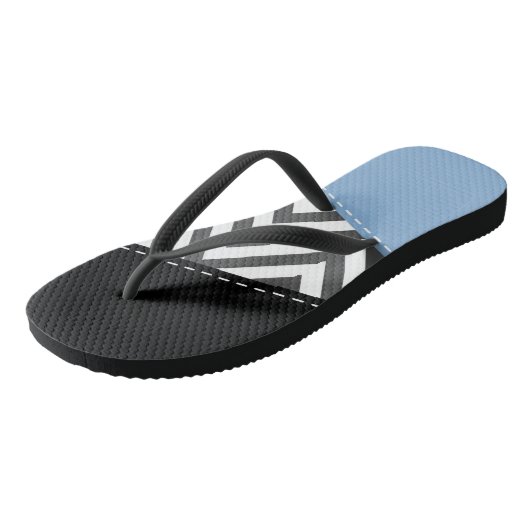 Grijs zigzag, Grijs Chevron, Zigzag Pattern, Blauw Teenslippers (Schuin)