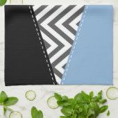 Grijs zigzag, Grijs Chevron, Zigzag Pattern, Blauw Theedoek (Gevouwen)