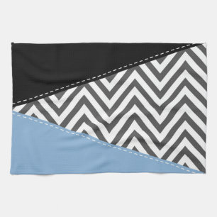 Grijs zigzag, Grijs Chevron, Zigzag Pattern, Blauw Theedoek