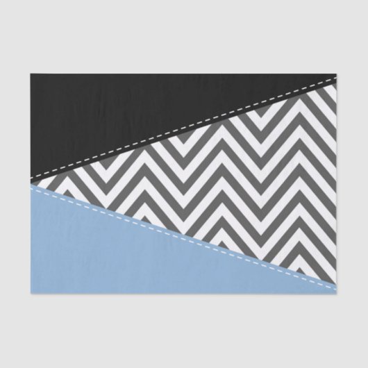 Grijs zigzag, Grijs Chevron, Zigzag Pattern, Blauw Tissuepapier (Voorkant)