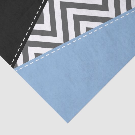Grijs zigzag, Grijs Chevron, Zigzag Pattern, Blauw Tissuepapier (Detail)