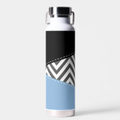 Grijs zigzag, Grijs Chevron, Zigzag Pattern, Blauw Waterfles (Voorkant)