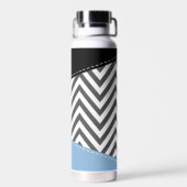 Grijs zigzag, Grijs Chevron, Zigzag Pattern, Blauw Waterfles (Achterkant)