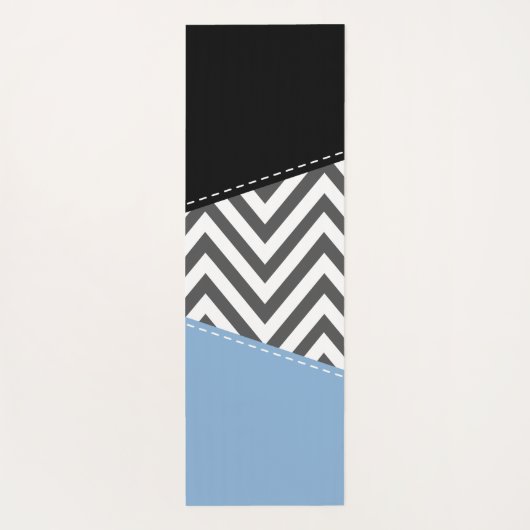 Grijs zigzag, Grijs Chevron, Zigzag Pattern, Blauw Yogamat (Achterkant)