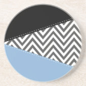 Grijs zigzag, Grijs Chevron, Zigzag Pattern, Blauw Zandsteen Onderzetter (Voorkant)