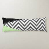 Grijs Zigzag, Grijze Chevron, Zigzag Patroon, Mint Lichaamskussen (Achterkant)