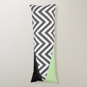 Grijs Zigzag, Grijze Chevron, Zigzag Patroon, Mint Lichaamskussen (Voorkant Verticaal)