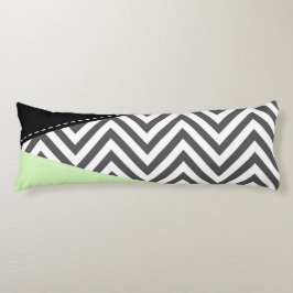Grijs Zigzag, Grijze Chevron, Zigzag Patroon, Mint Lichaamskussen