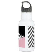 Grijs Zigzag, Grijze Chevron, Zigzag Patroon, Roze Waterfles (Achterkant)