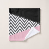 Grijs zigzag, Grijze Chevron, Zigzag Pattern, Roze Bad Handdoek (Wasdoekje)