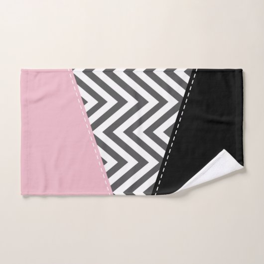 Grijs zigzag, Grijze Chevron, Zigzag Pattern, Roze Bad Handdoek (Handdoek)
