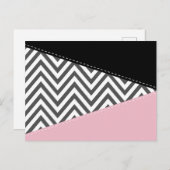 Grijs zigzag, Grijze Chevron, Zigzag Pattern, Roze Briefkaart (Voorkant / Achterkant)