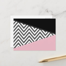Grijs zigzag, Grijze Chevron, Zigzag Pattern, Roze Briefkaart