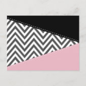 Grijs zigzag, Grijze Chevron, Zigzag Pattern, Roze Briefkaart (Voorkant)