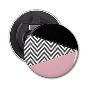 Grijs zigzag, Grijze Chevron, Zigzag Pattern, Roze Button Flesopener