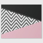 Grijs zigzag, Grijze Chevron, Zigzag Pattern, Roze Cadeaupapier (Vlak)