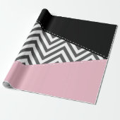 Grijs zigzag, Grijze Chevron, Zigzag Pattern, Roze Cadeaupapier (Uitgerold)