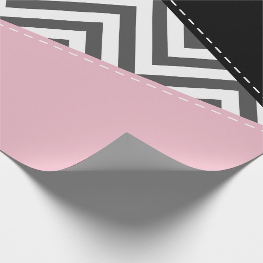 Grijs zigzag, Grijze Chevron, Zigzag Pattern, Roze Cadeaupapier (Hoek)