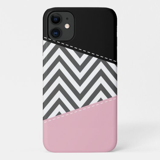 Grijs zigzag, Grijze Chevron, Zigzag Pattern, Roze Case-Mate iPhone Case (Achterkant)