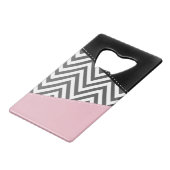 Grijs zigzag, Grijze Chevron, Zigzag Pattern, Roze Creditkaart Flessenopener (Achterkant Gekanteld)