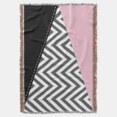 Grijs zigzag, Grijze Chevron, Zigzag Pattern, Roze Deken (Voorkant Verticaal)
