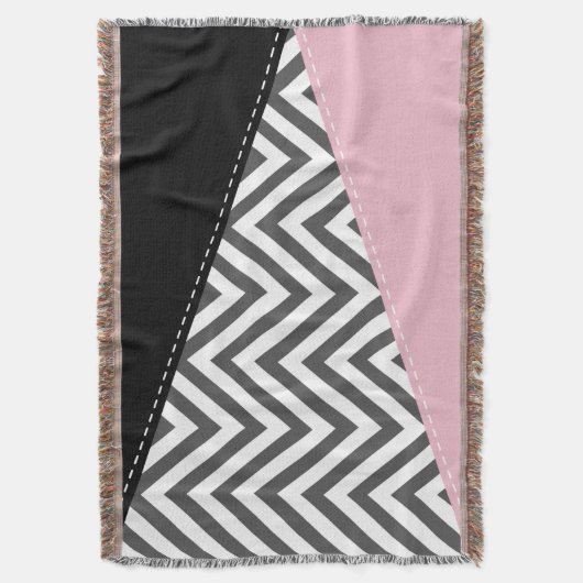 Grijs zigzag, Grijze Chevron, Zigzag Pattern, Roze Deken (Voorkant Verticaal)