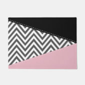 Grijs zigzag, Grijze Chevron, Zigzag Pattern, Roze Deurmat (Voorkant)