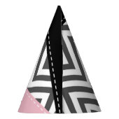 Grijs zigzag, Grijze Chevron, Zigzag Pattern, Roze Feesthoedjes (Achterkant)