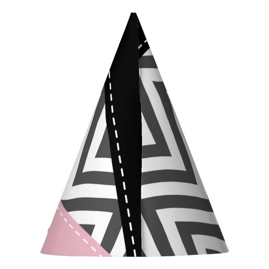 Grijs zigzag, Grijze Chevron, Zigzag Pattern, Roze Feesthoedjes (Achterkant)